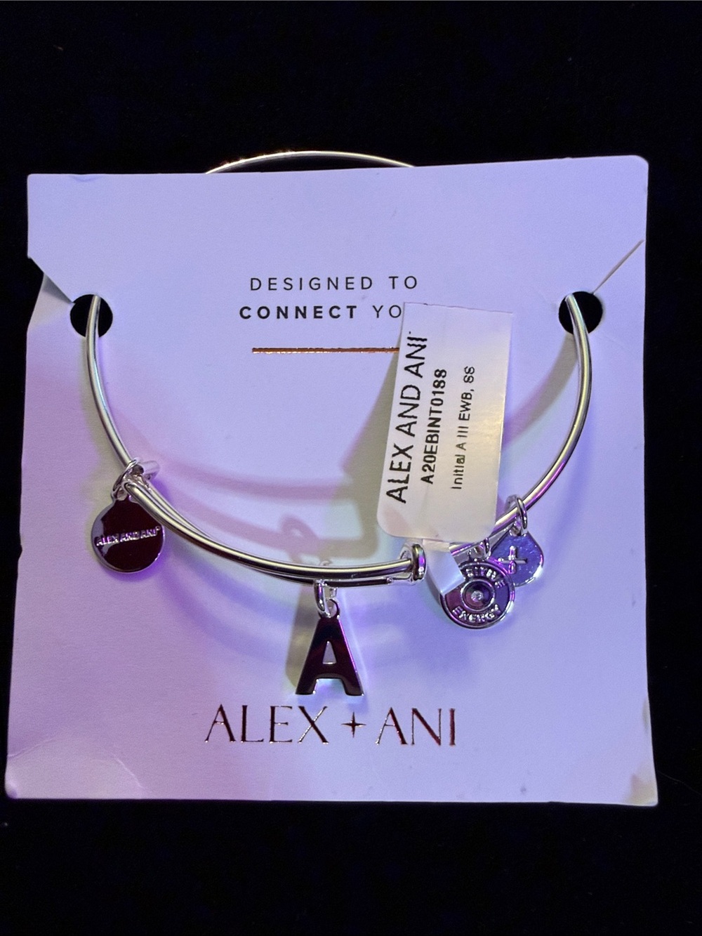 Alex and Ani Silver Initial A Charm Bangle - Silver Tone